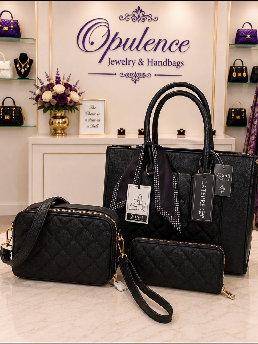 Black Large Tote -Cross Body & Wallet